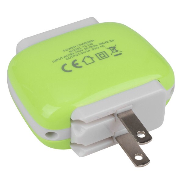 Main product image for Reiko TC100 2A USB Power Adapter 2-Port 5 VDC Green 129-174